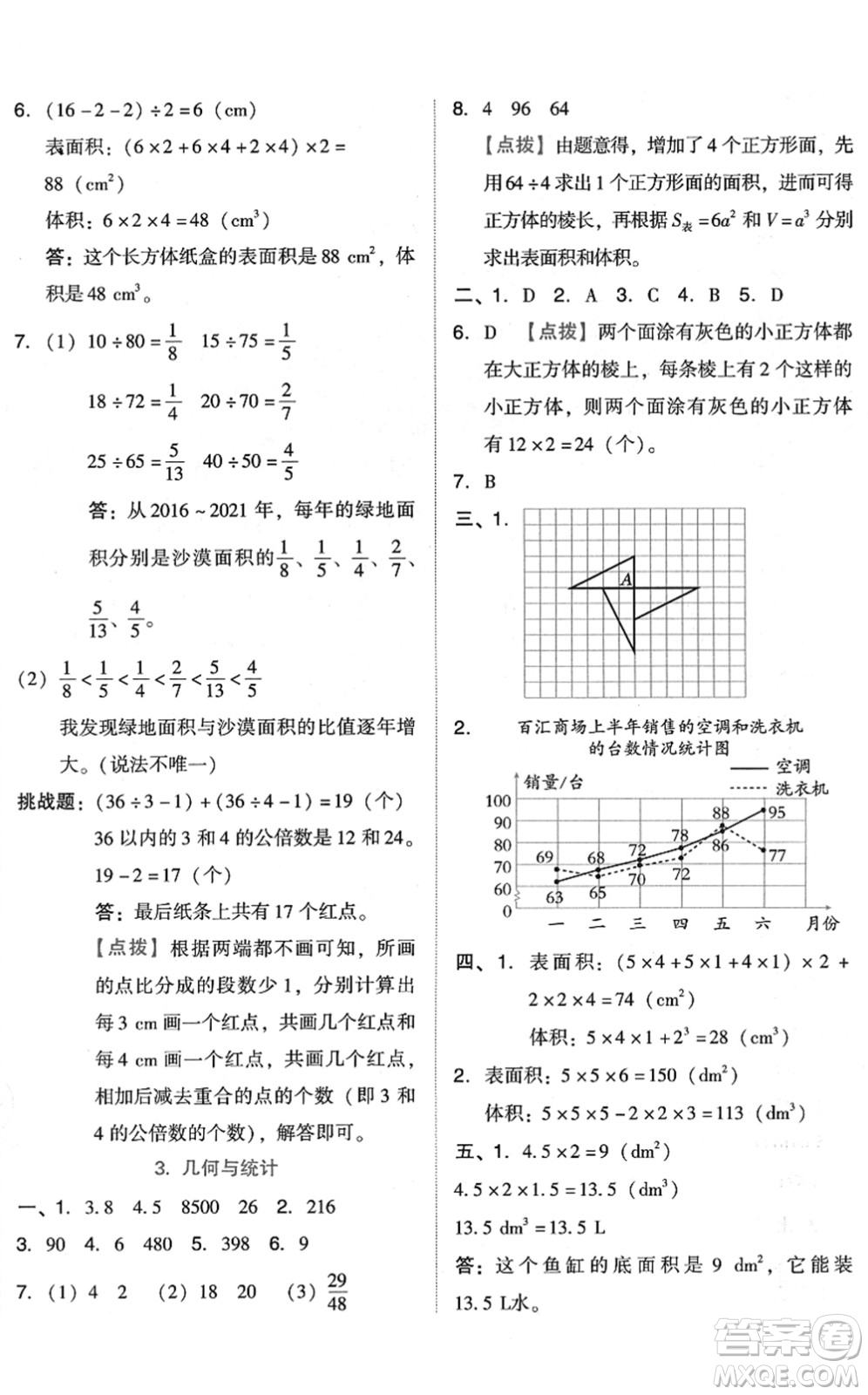 吉林教育出版社2022榮德基好卷五年級(jí)數(shù)學(xué)下冊(cè)R人教版答案