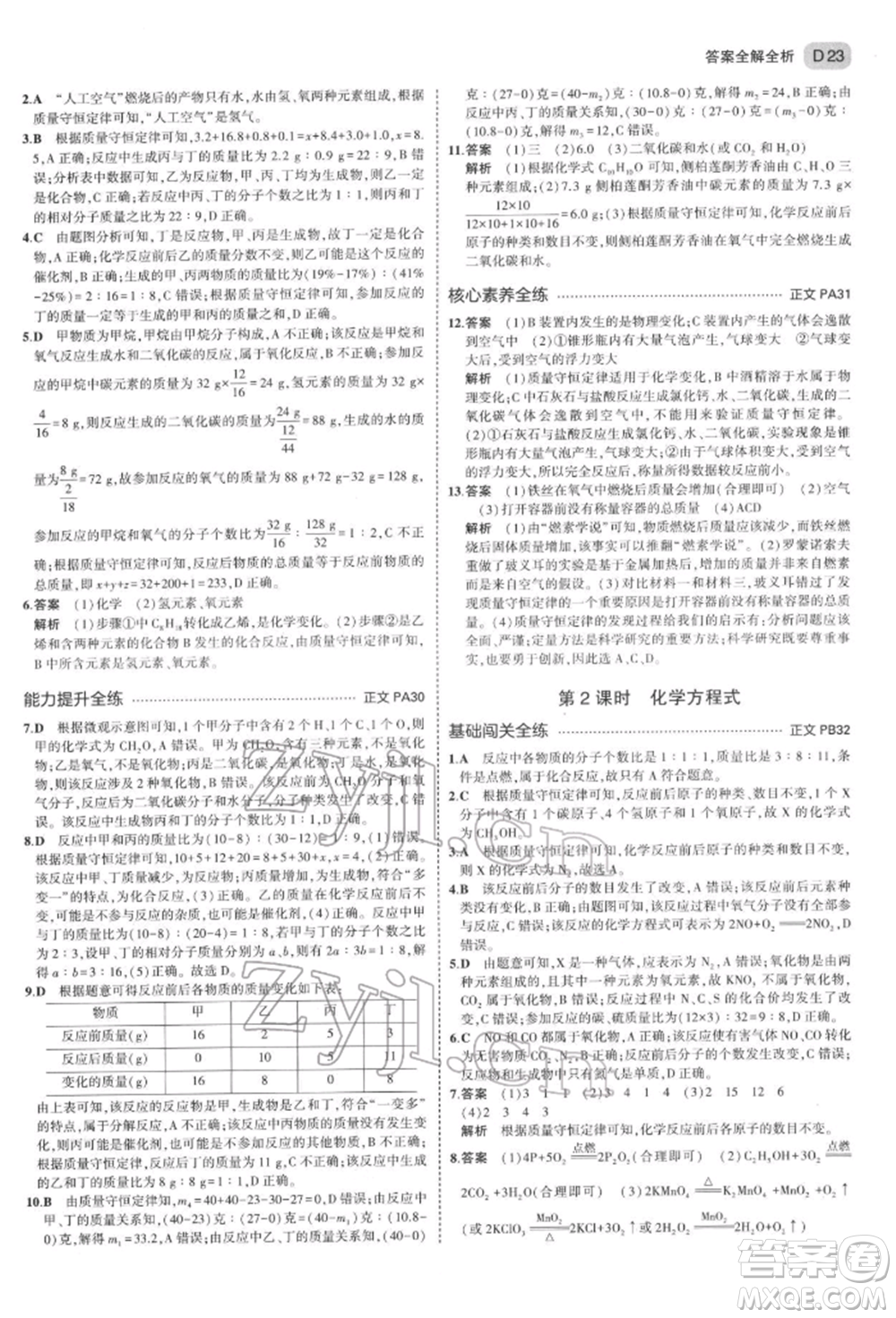 首都師范大學(xué)出版社2022年5年中考3年模擬八年級(jí)科學(xué)下冊(cè)浙教版參考答案