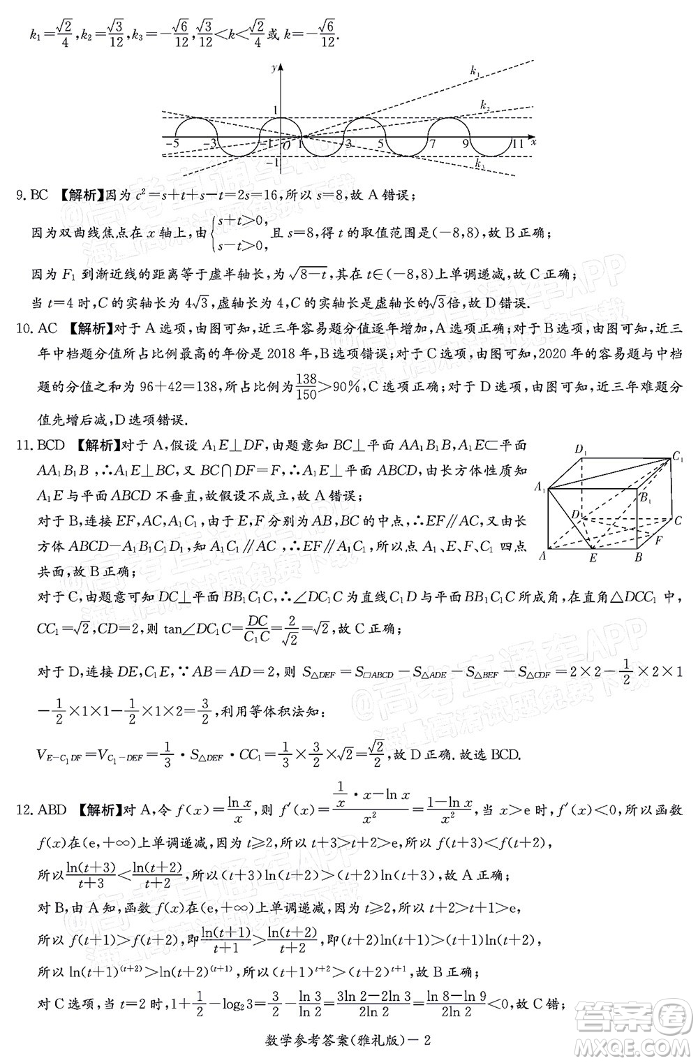 炎德英才大聯(lián)考雅禮中學(xué)2022屆高三月考試卷七數(shù)學(xué)試題及答案