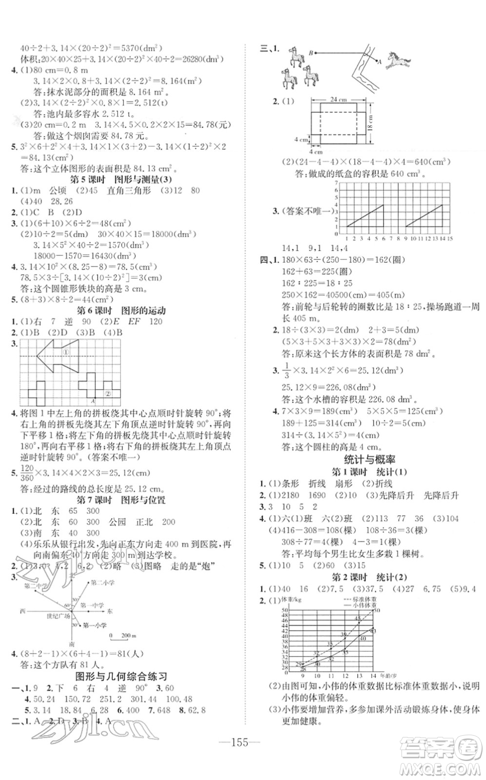 陽光出版社2022培優(yōu)作業(yè)本六年級數(shù)學(xué)下冊BS北師版福建專版答案