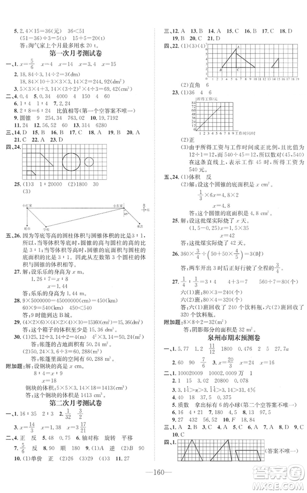 陽光出版社2022培優(yōu)作業(yè)本六年級數(shù)學(xué)下冊BS北師版福建專版答案