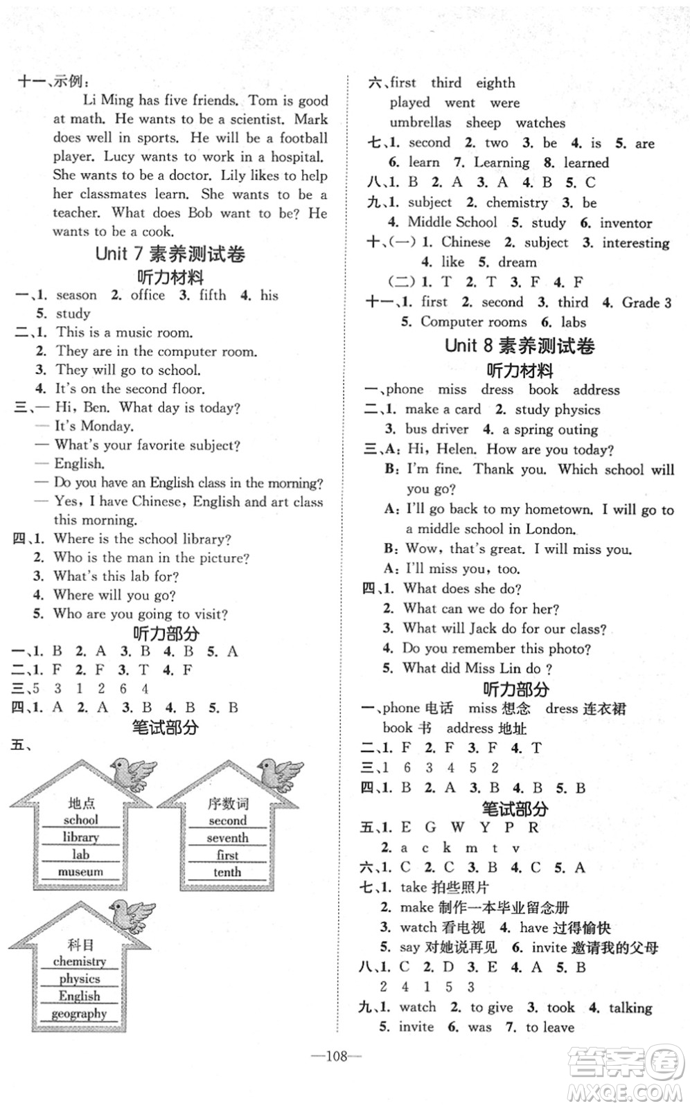 陽(yáng)光出版社2022培優(yōu)作業(yè)本六年級(jí)英語(yǔ)下冊(cè)MJ閩教版福建專版答案