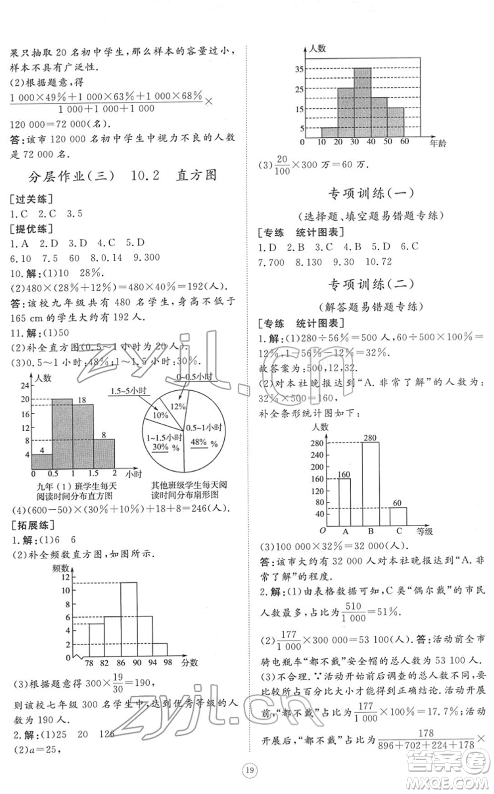 山東友誼出版社2022初中同步練習(xí)冊提優(yōu)測試卷七年級數(shù)學(xué)下冊人教版答案