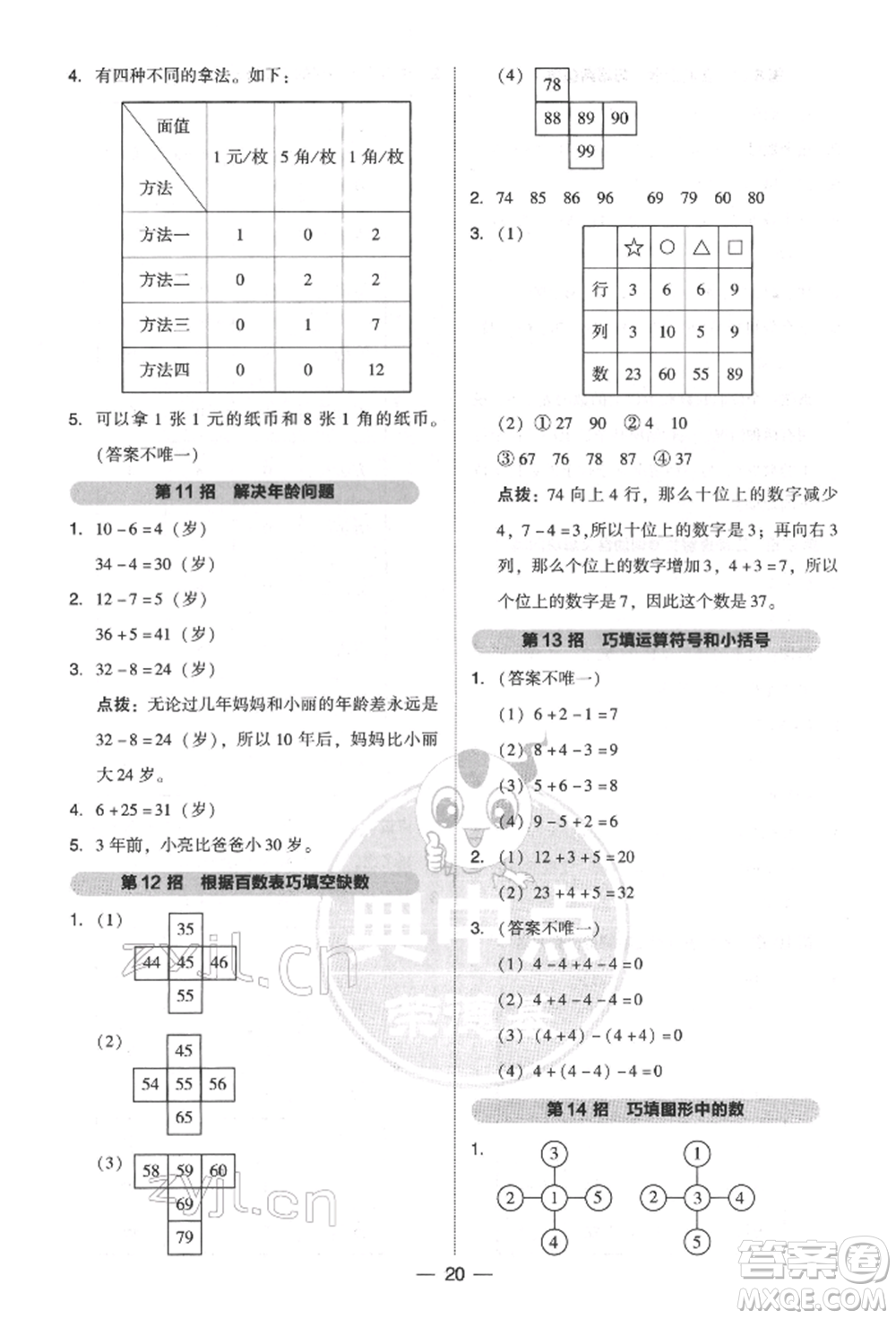 吉林教育出版社2022典中點綜合應用創(chuàng)新題一年級數(shù)學下冊人教版參考答案