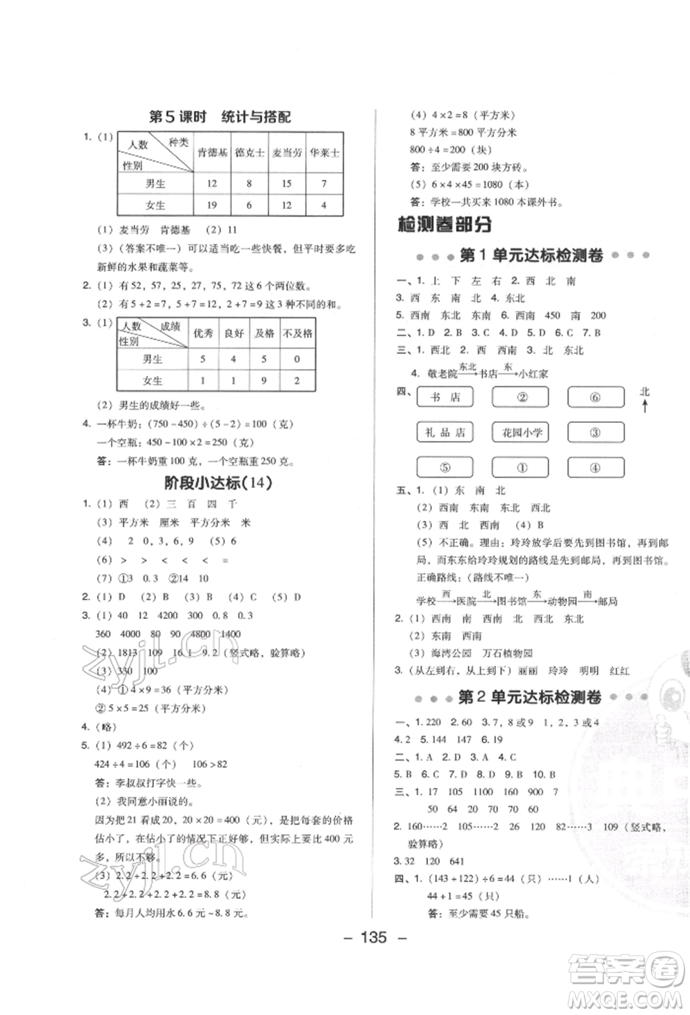 陜西人民教育出版社2022典中點(diǎn)綜合應(yīng)用創(chuàng)新題三年級(jí)數(shù)學(xué)下冊(cè)人教版福建專版參考答案