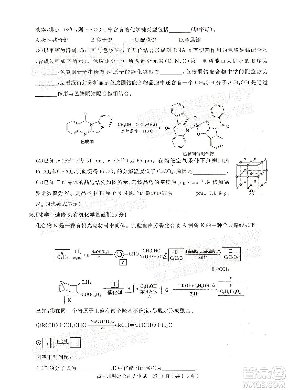 2022年河南省六市高三第一次聯(lián)合調(diào)研檢測(cè)理科綜合試題及答案