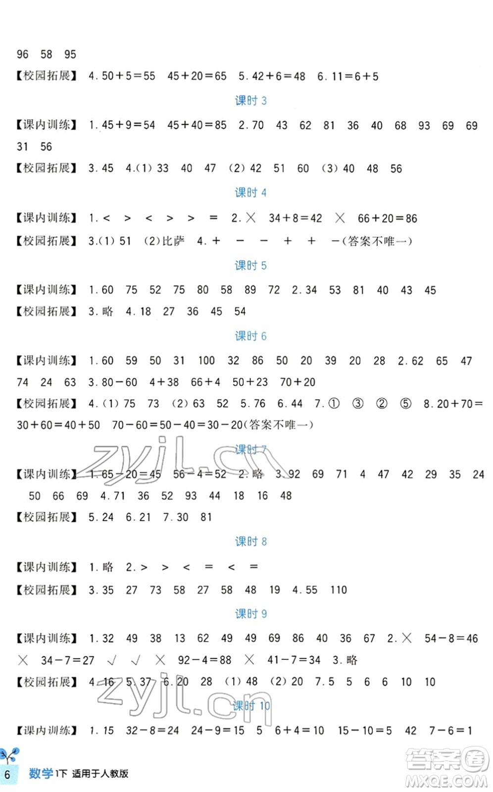 四川教育出版社2022新課標(biāo)小學(xué)生學(xué)習(xí)實(shí)踐園地一年級(jí)數(shù)學(xué)下冊(cè)人教版答案