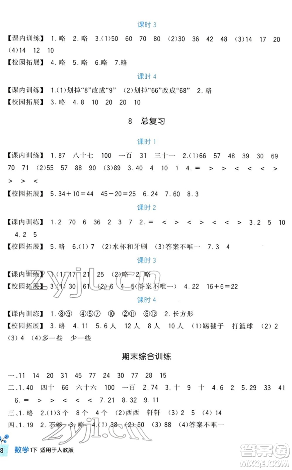 四川教育出版社2022新課標(biāo)小學(xué)生學(xué)習(xí)實(shí)踐園地一年級(jí)數(shù)學(xué)下冊(cè)人教版答案