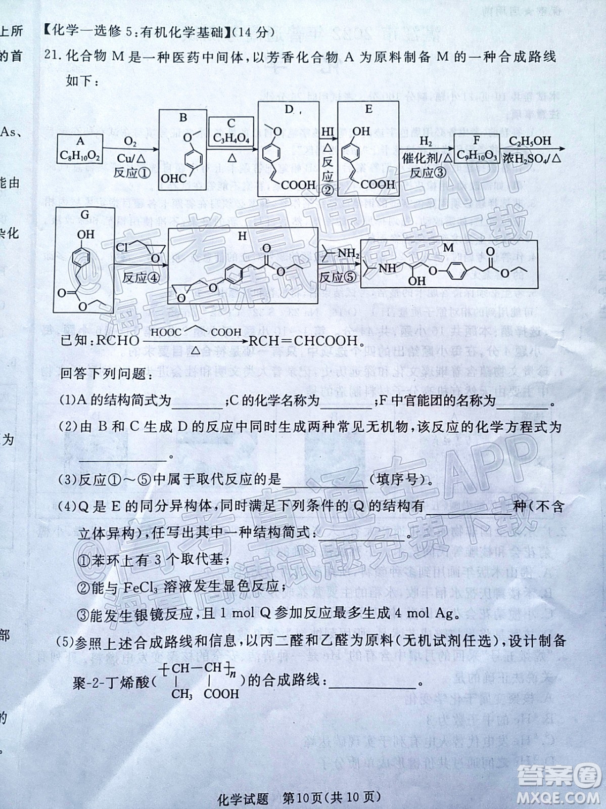 湛江市2022年普通高考測(cè)試一化學(xué)試題及答案