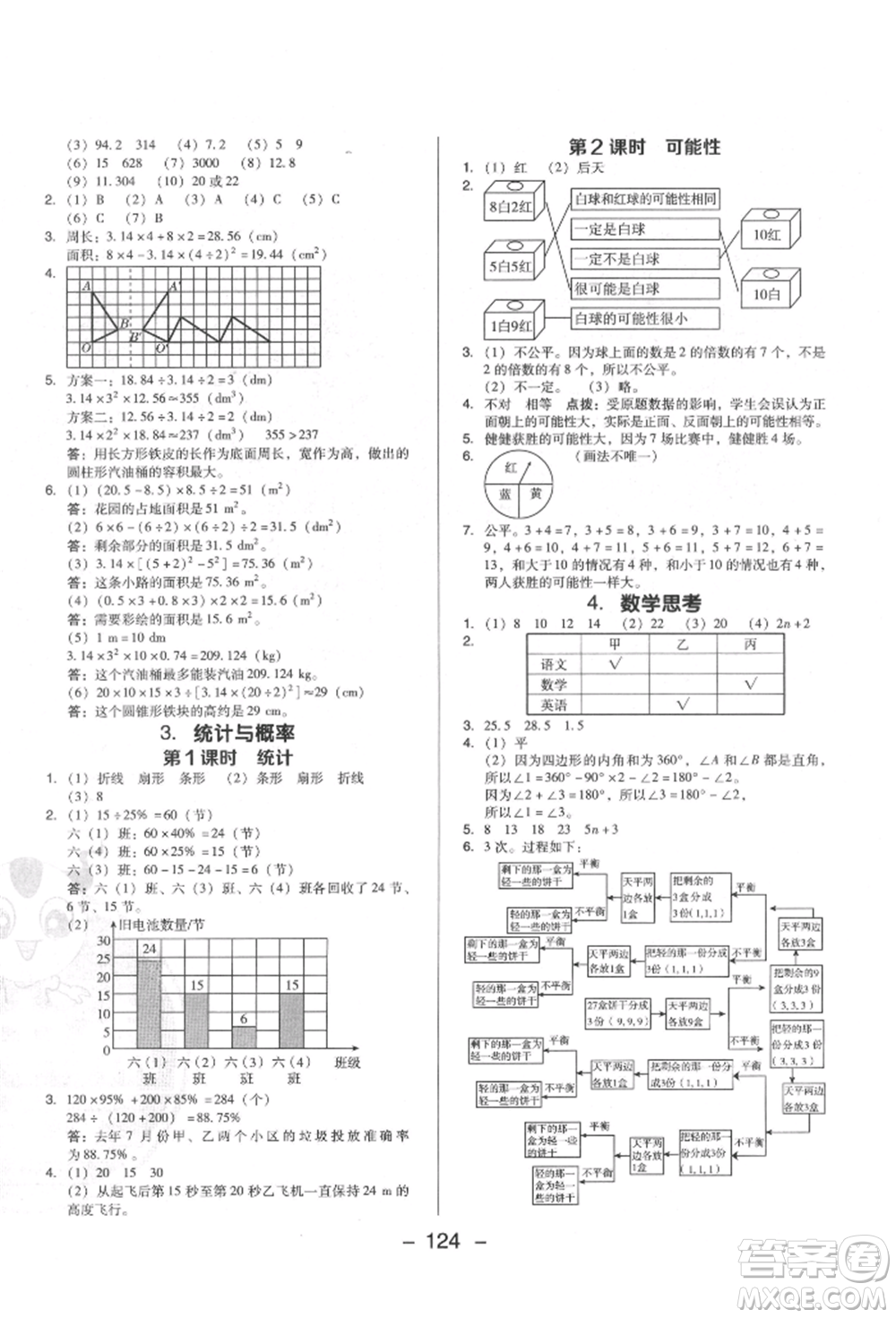 陜西人民教育出版社2022典中點(diǎn)綜合應(yīng)用創(chuàng)新題六年級(jí)數(shù)學(xué)下冊(cè)人教版福建專版參考答案