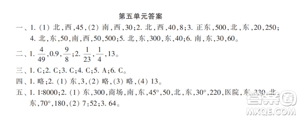 2022春小學(xué)生數(shù)學(xué)報配套試卷六年級下冊第五六單元測試卷參考答案