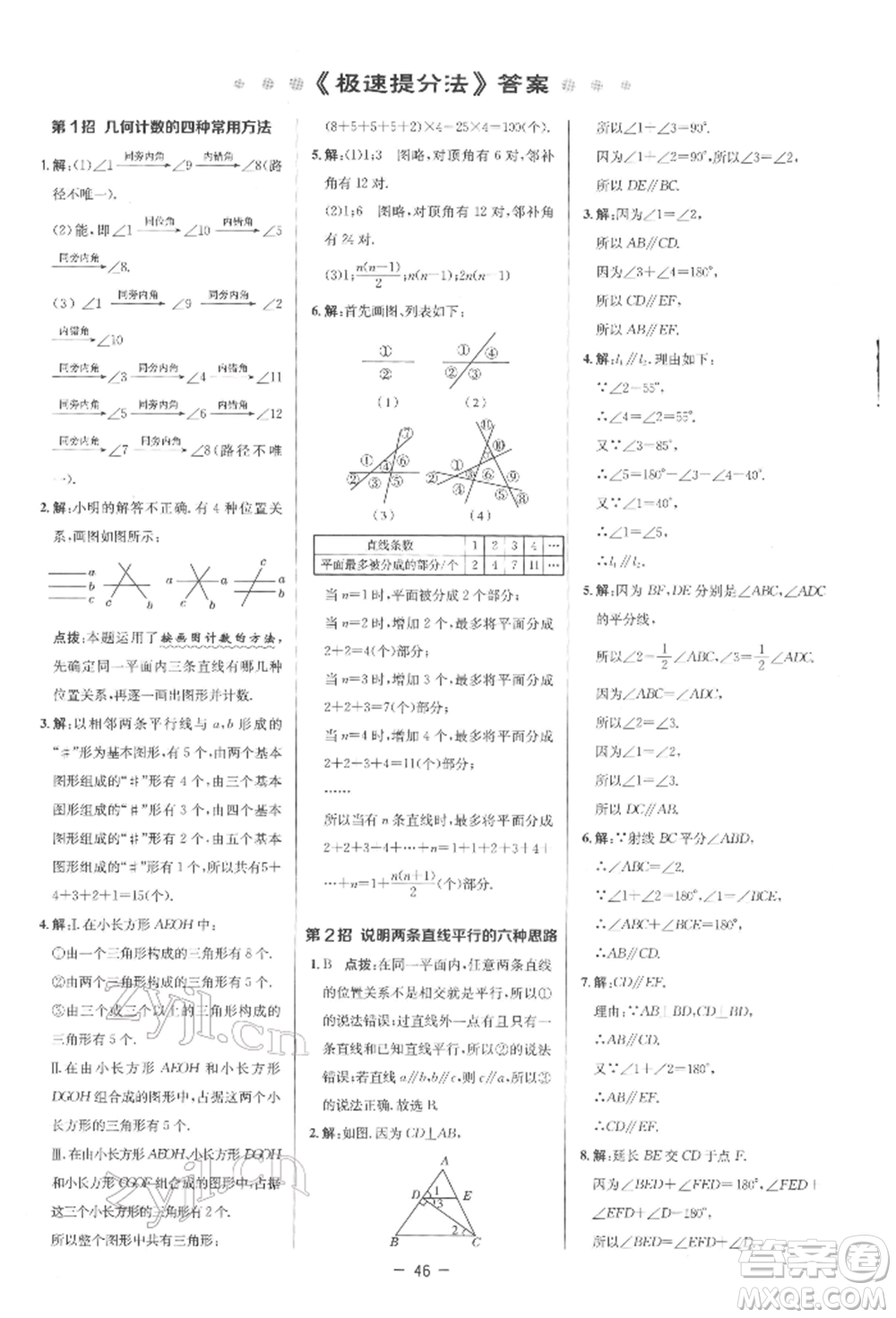 陜西人民教育出版社2022典中點綜合應用創(chuàng)新題七年級數(shù)學下冊人教版參考答案