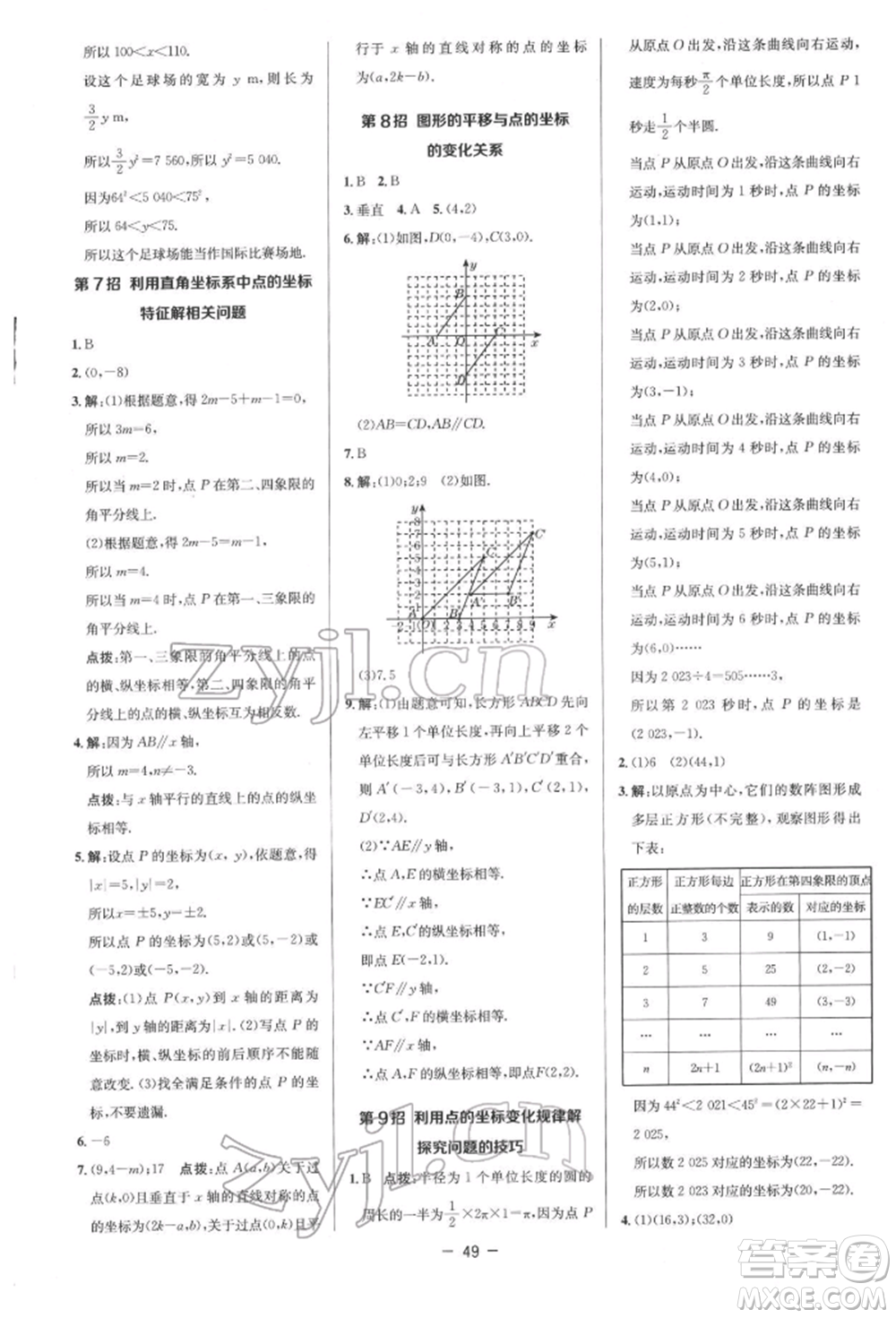 陜西人民教育出版社2022典中點綜合應用創(chuàng)新題七年級數(shù)學下冊人教版參考答案