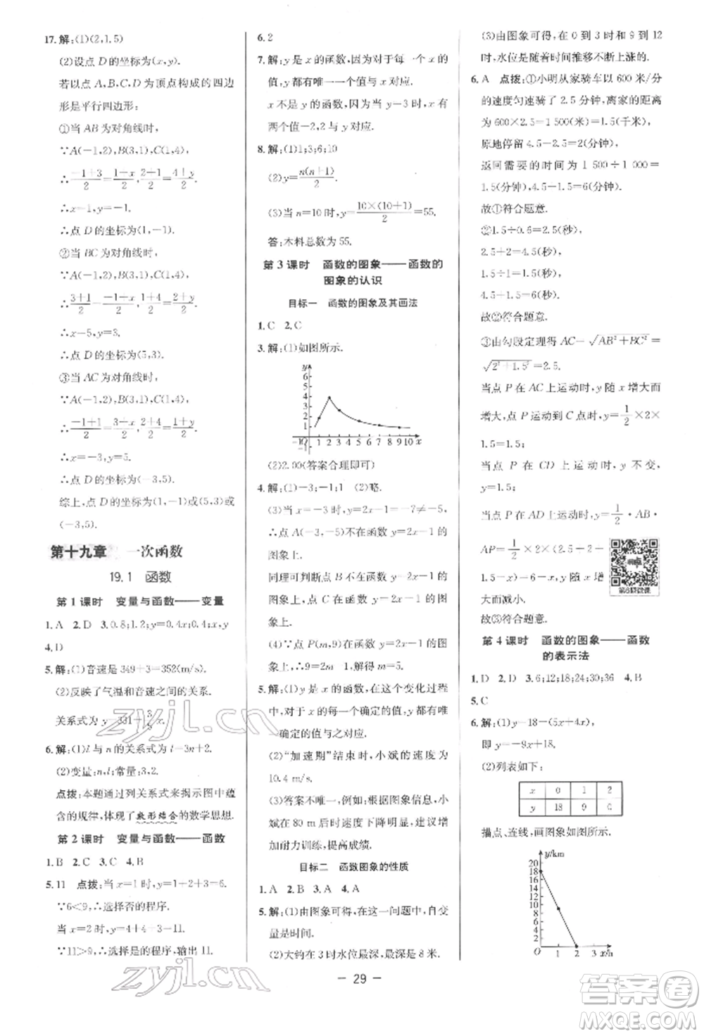 陜西人民教育出版社2022典中點綜合應用創(chuàng)新題八年級數(shù)學下冊人教版參考答案