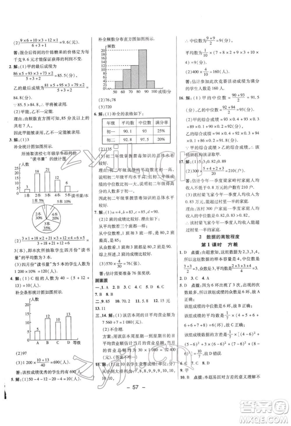 陜西人民教育出版社2022典中點(diǎn)綜合應(yīng)用創(chuàng)新題八年級(jí)數(shù)學(xué)下冊滬科版參考答案