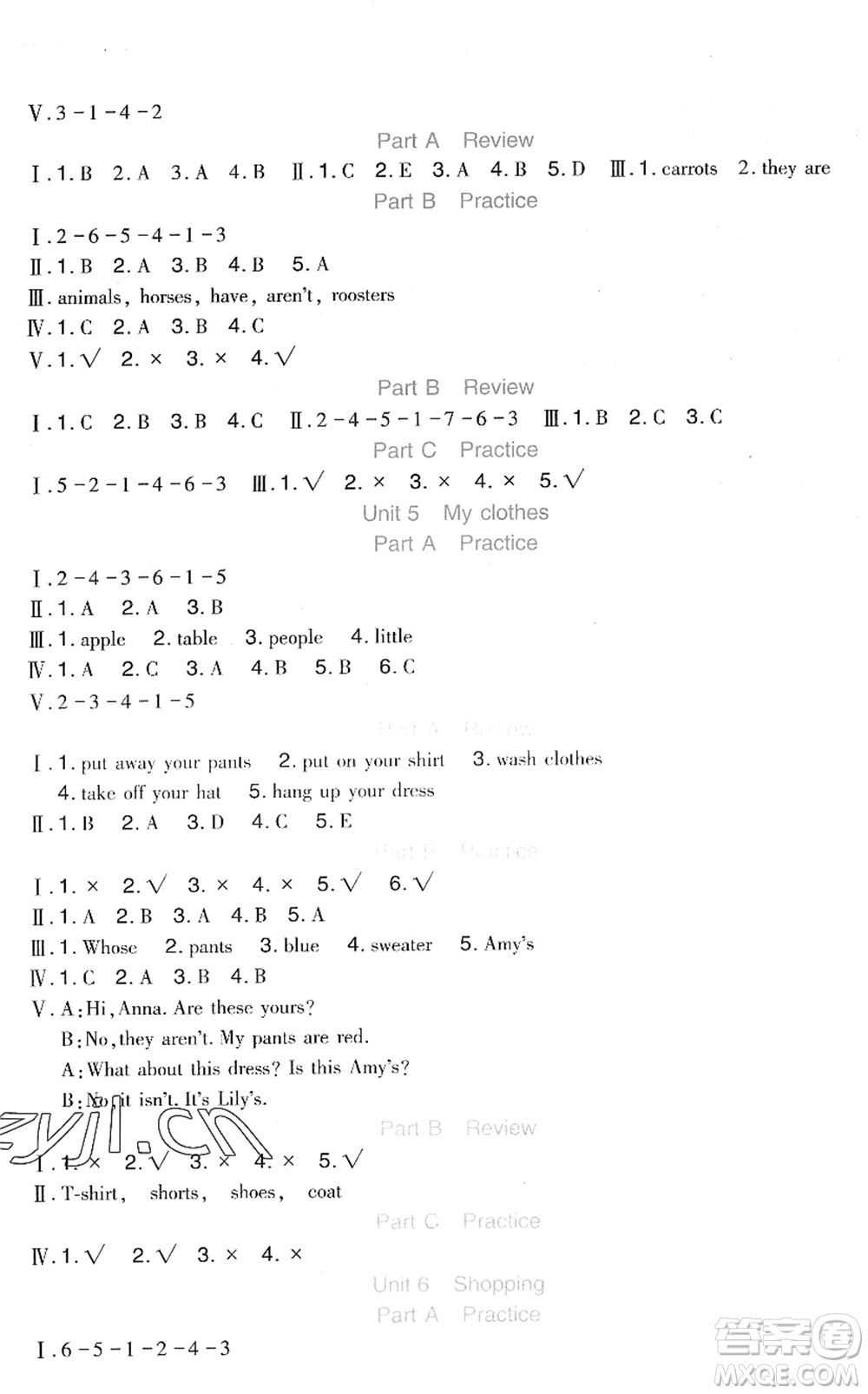 四川教育出版社2022新課標(biāo)小學(xué)生學(xué)習(xí)實(shí)踐園地四年級(jí)英語下冊(cè)人教版(三年級(jí)起點(diǎn))答案