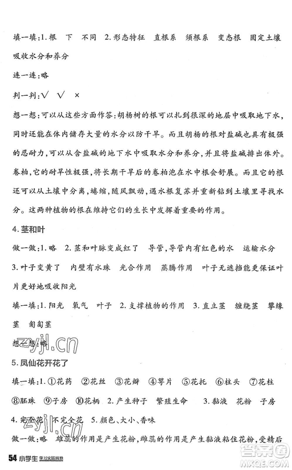 四川教育出版社2022新課標(biāo)小學(xué)生學(xué)習(xí)實(shí)踐園地四年級(jí)科學(xué)下冊(cè)教科版答案