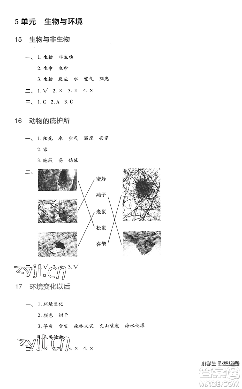 四川教育出版社2022新課標(biāo)小學(xué)生學(xué)習(xí)實踐園地四年級科學(xué)下冊蘇教版答案