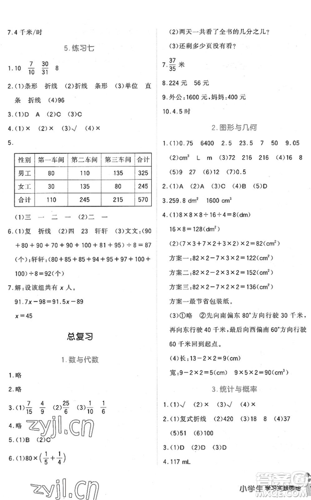 四川教育出版社2022新課標(biāo)小學(xué)生學(xué)習(xí)實(shí)踐園地五年級(jí)數(shù)學(xué)下冊(cè)北師大版答案