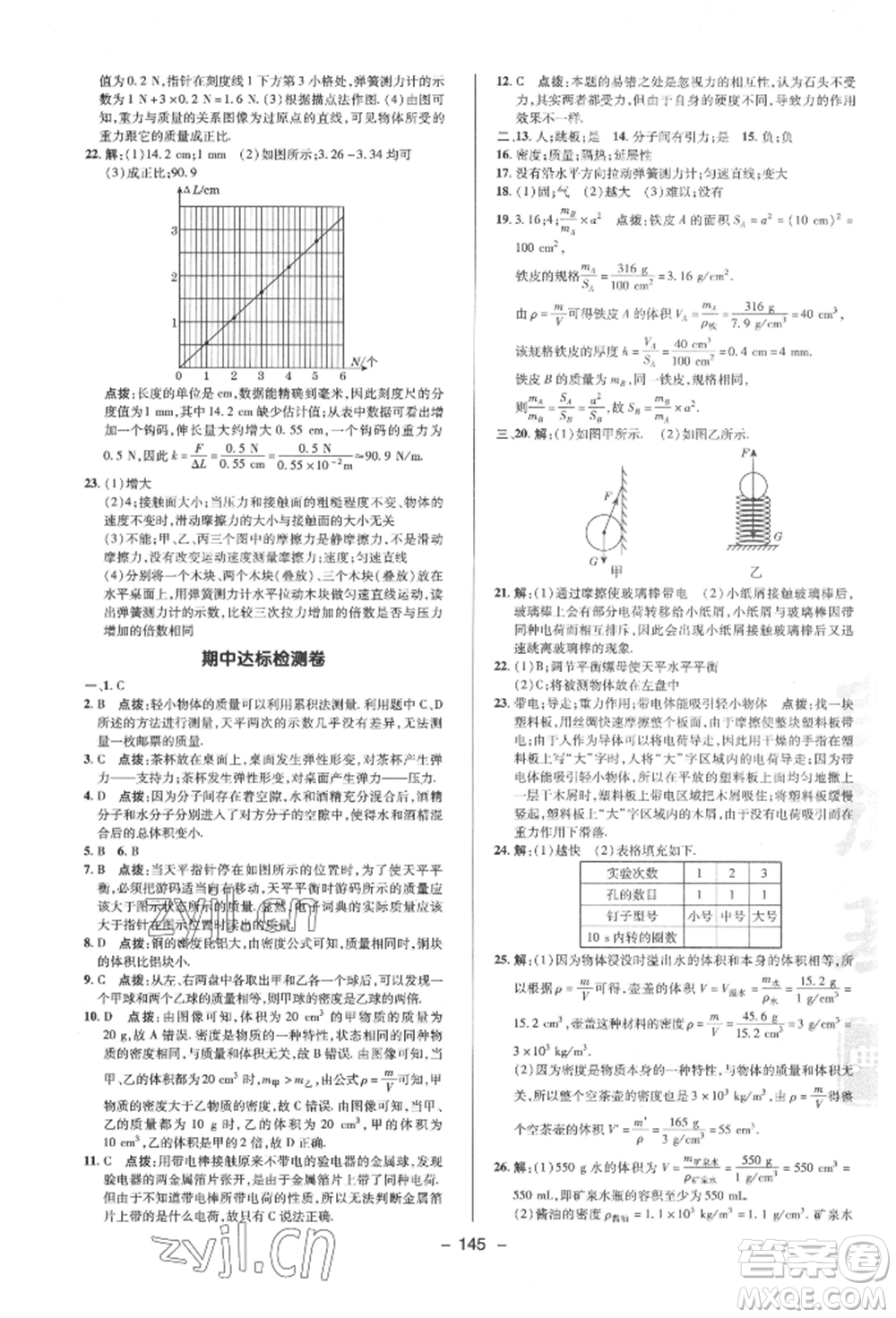 陜西人民教育出版社2022典中點(diǎn)綜合應(yīng)用創(chuàng)新題八年級(jí)物理下冊(cè)蘇科版參考答案