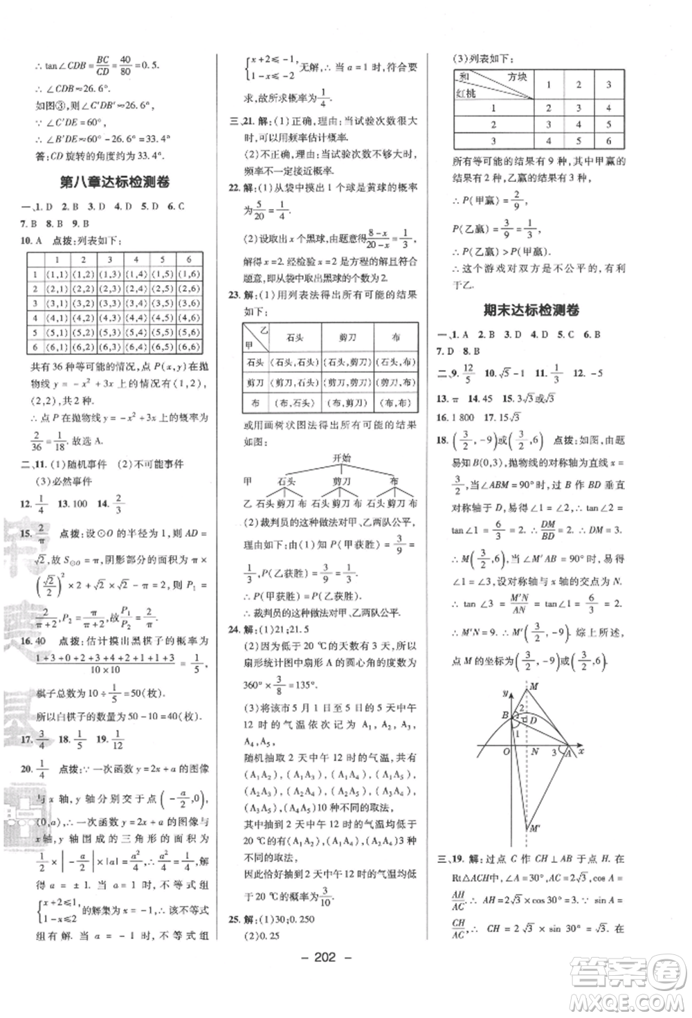 陜西人民教育出版社2022典中點(diǎn)綜合應(yīng)用創(chuàng)新題九年級(jí)數(shù)學(xué)下冊(cè)蘇科版參考答案