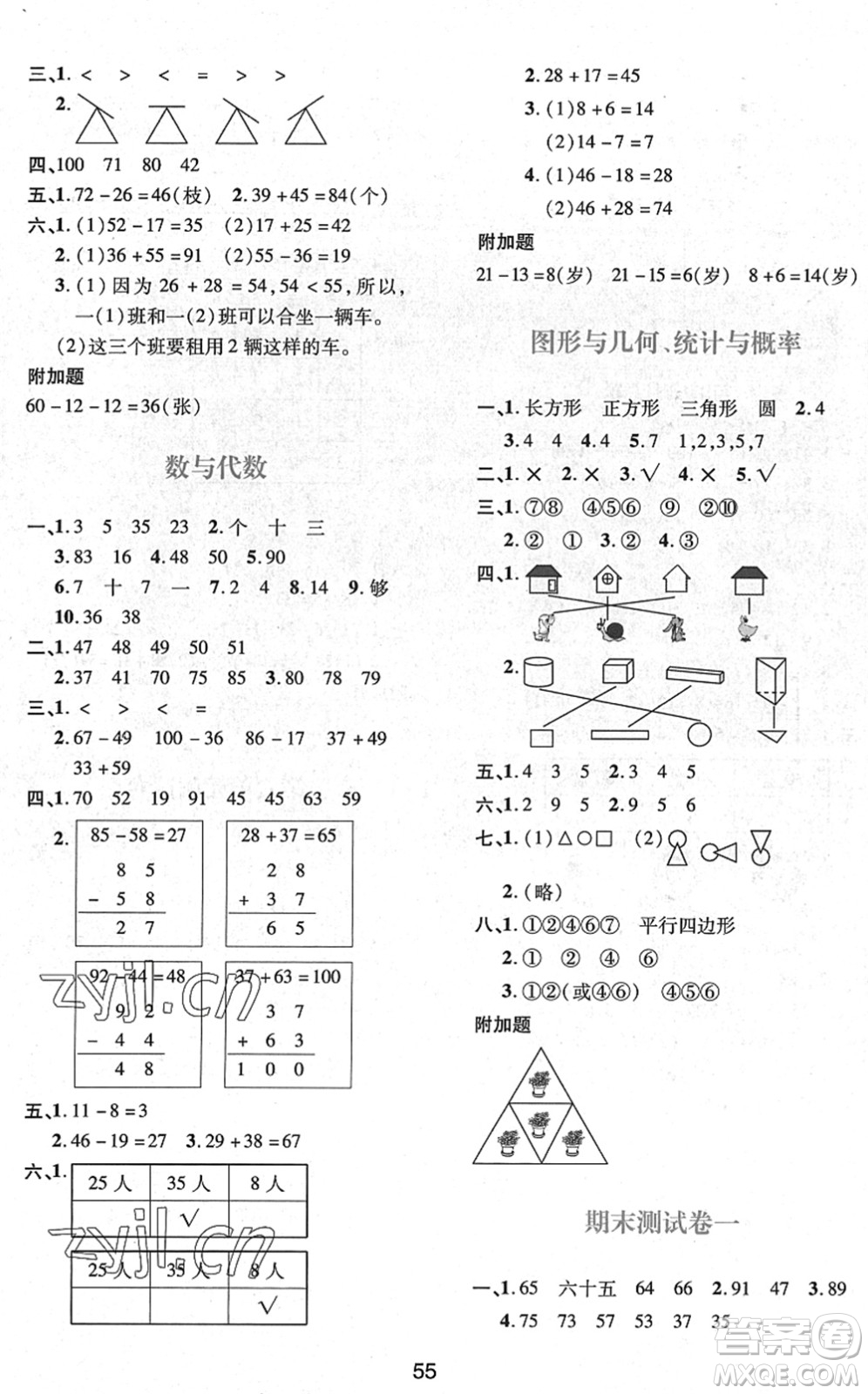 陜西人民教育出版社2022新課程學(xué)習(xí)與評(píng)價(jià)一年級(jí)數(shù)學(xué)下冊(cè)C版北師大版答案