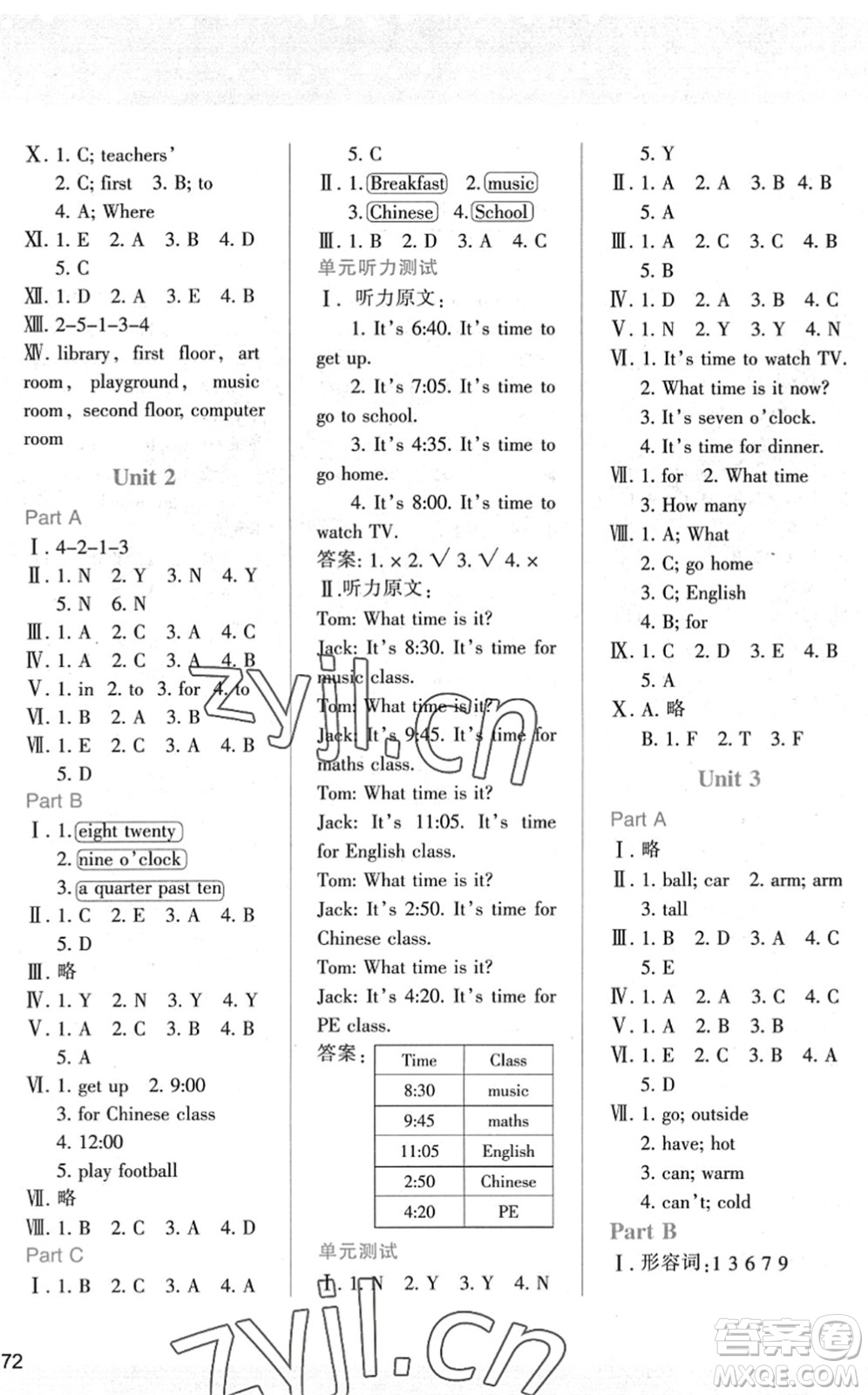 陜西人民教育出版社2022新課程學(xué)習(xí)與評價(jià)四年級(jí)英語下冊人教版答案