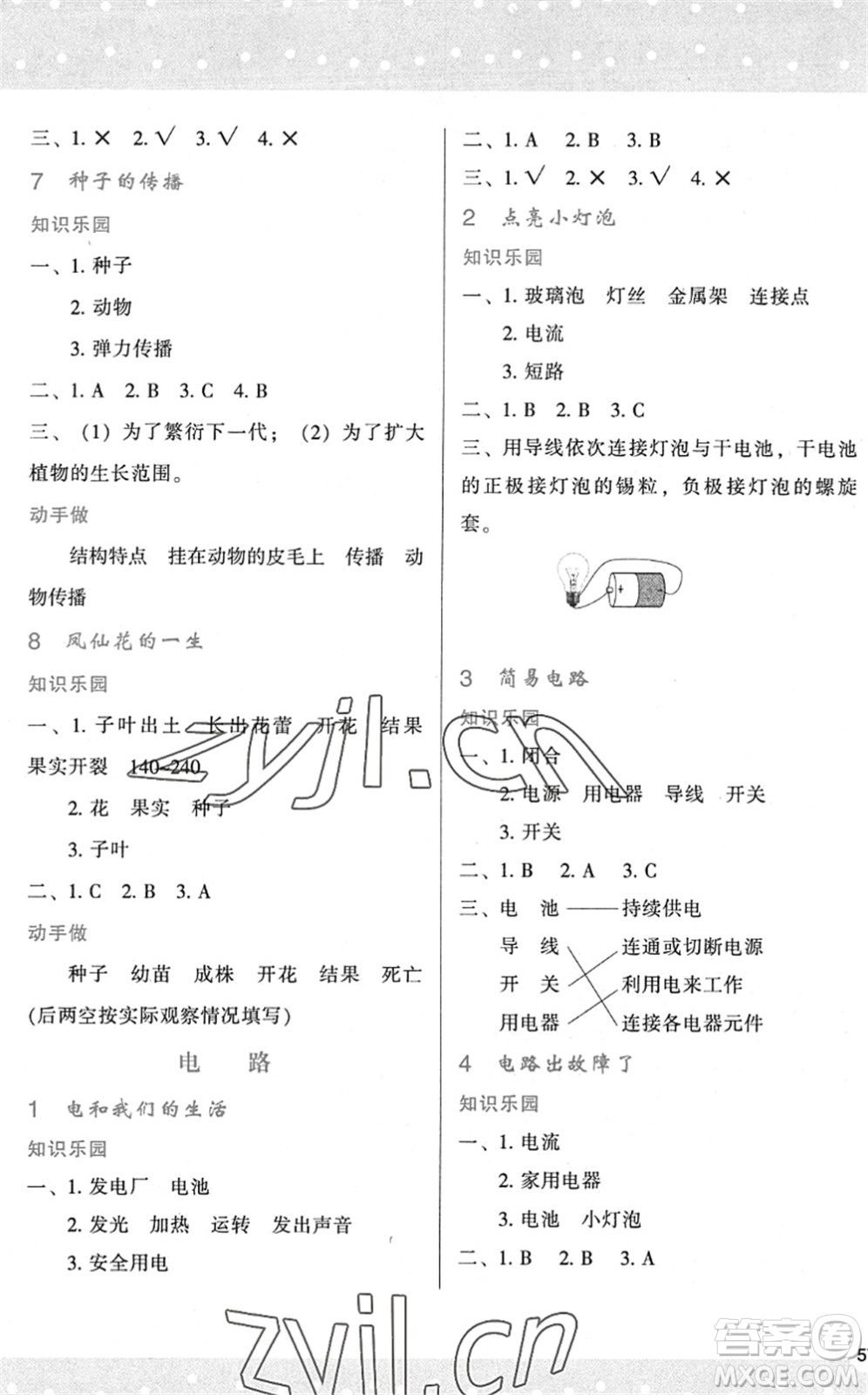 陜西人民教育出版社2022新課程學(xué)習(xí)與評價四年級科學(xué)下冊教育科學(xué)版答案