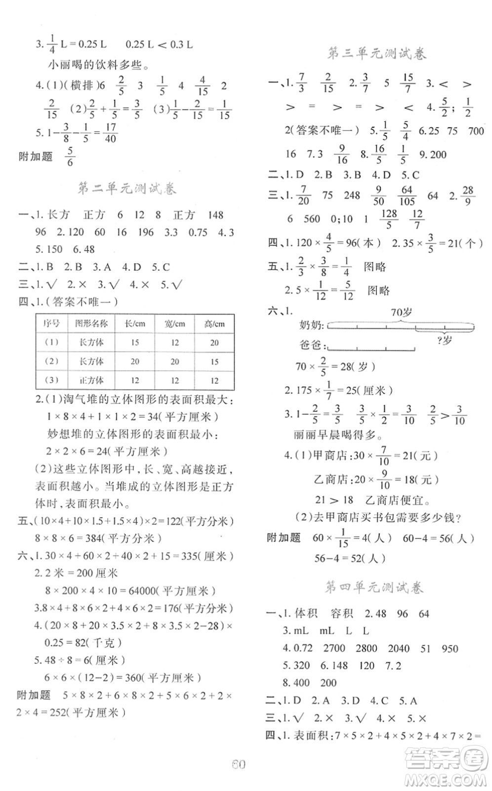 陜西人民教育出版社2022新課程學(xué)習(xí)與評(píng)價(jià)五年級(jí)數(shù)學(xué)下冊(cè)C版北師大版答案