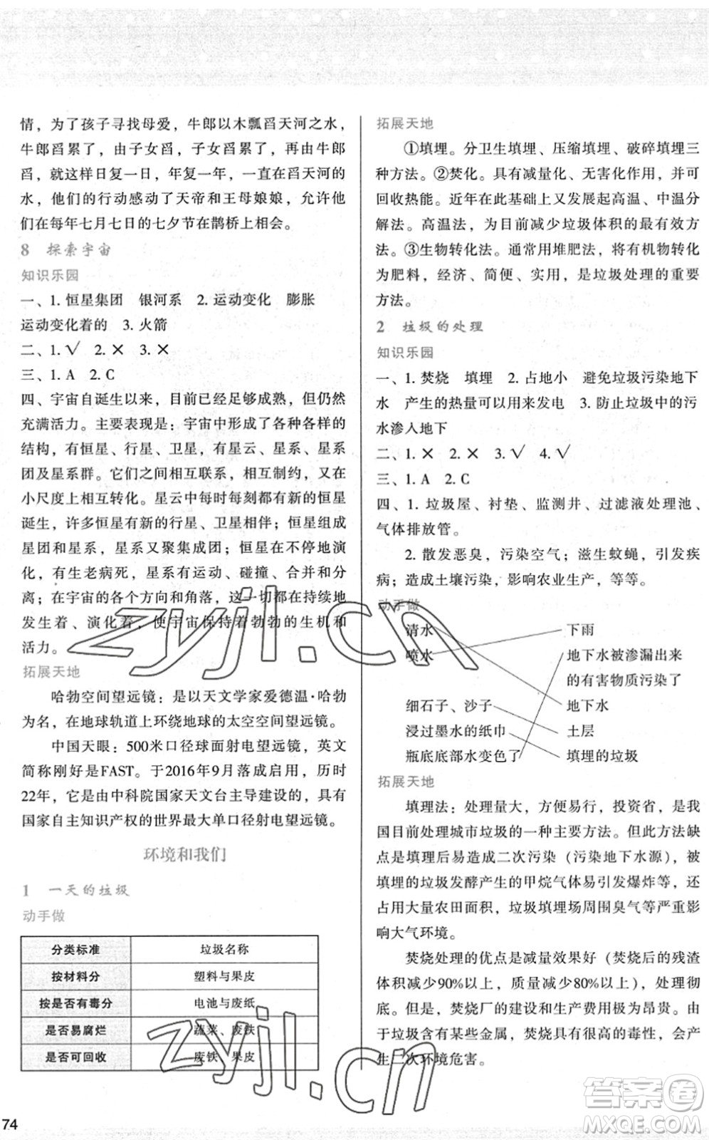 陜西人民教育出版社2022新課程學習與評價六年級科學下冊教育科學版答案