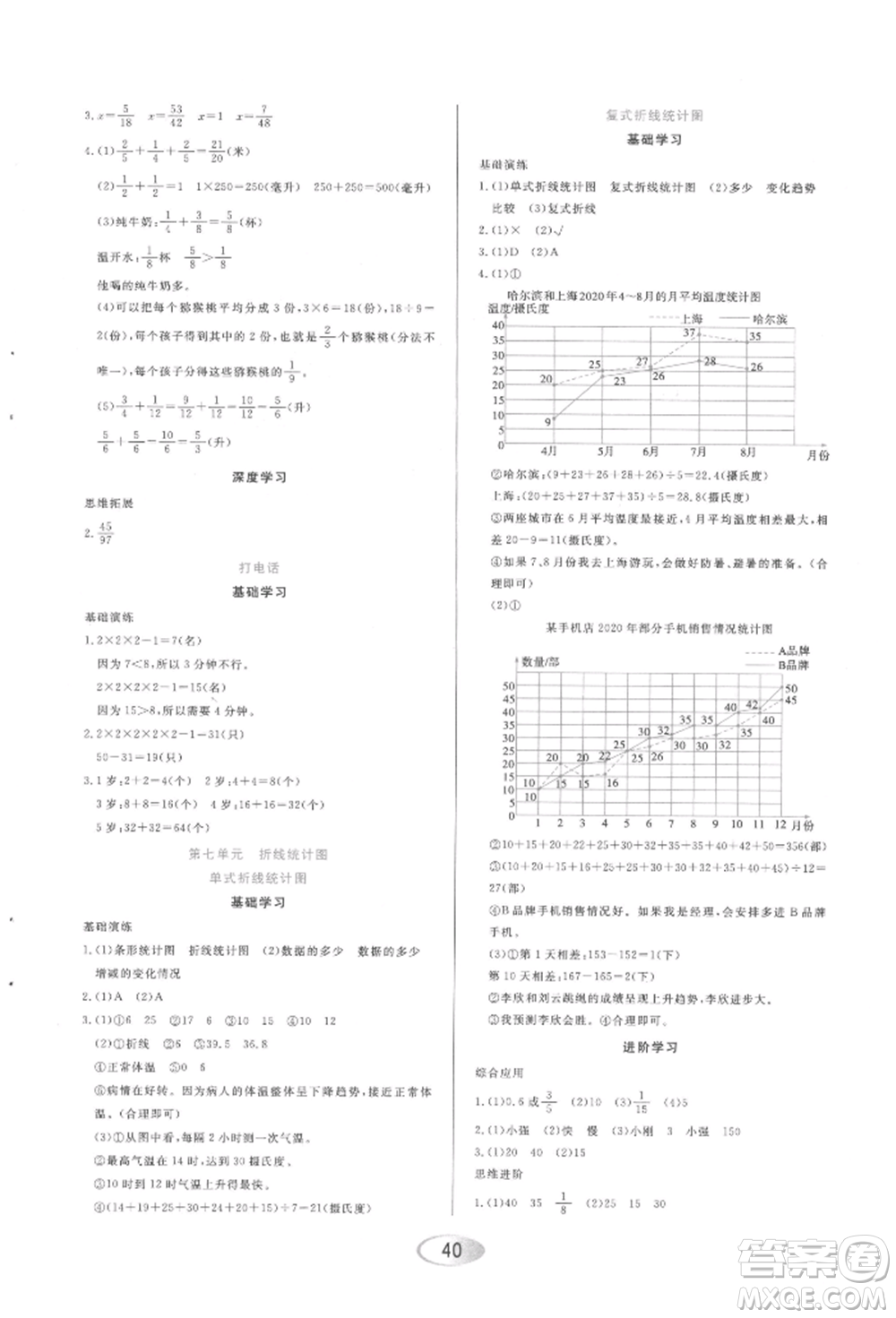 黑龍江教育出版社2022資源與評(píng)價(jià)五年級(jí)下冊(cè)數(shù)學(xué)人教版參考答案