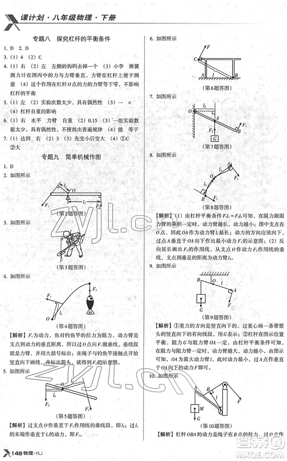 廣東經(jīng)濟(jì)出版社2022全優(yōu)點(diǎn)練課計(jì)劃八年級(jí)物理下冊(cè)RJ人教版答案