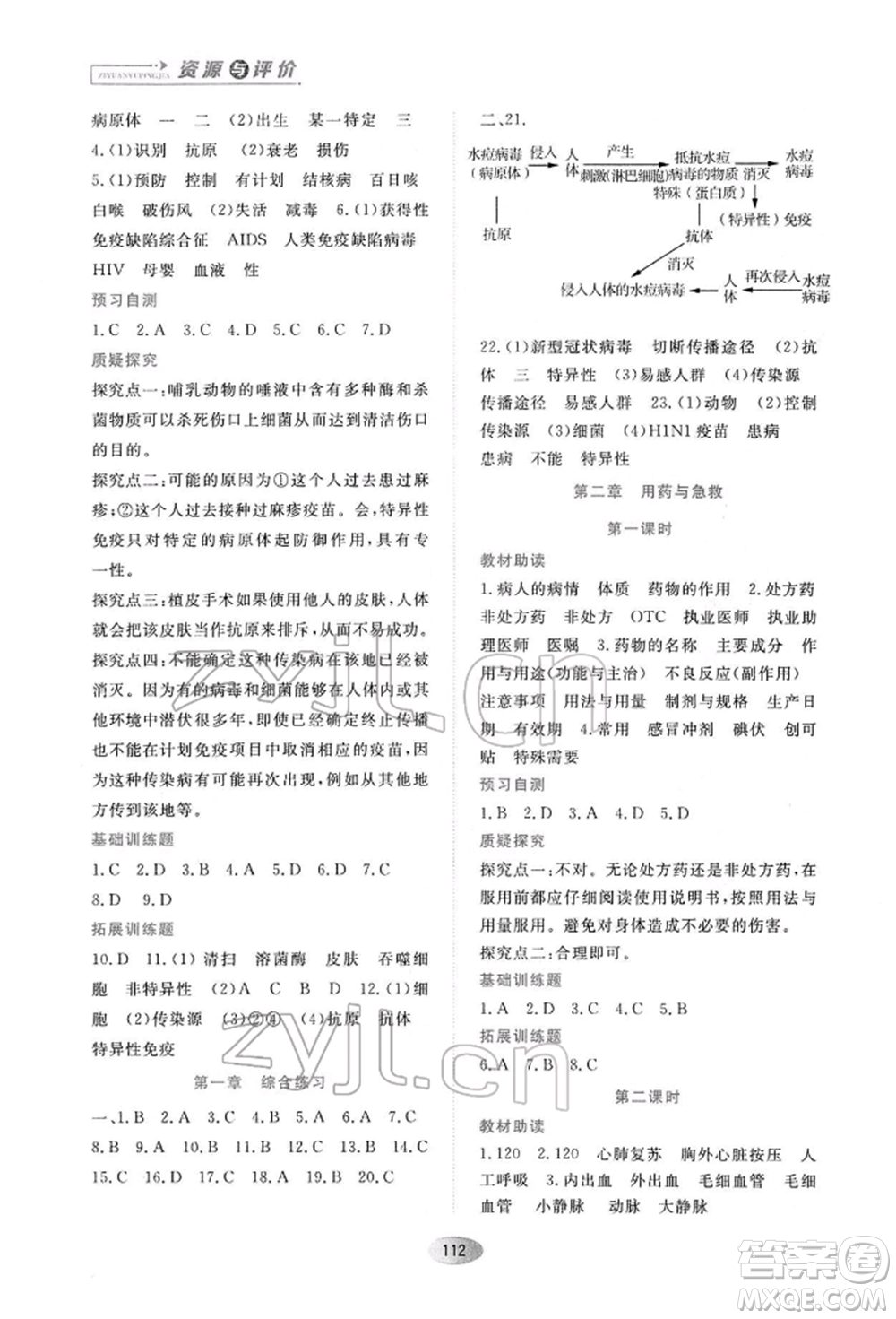 黑龍江教育出版社2022資源與評價(jià)八年級下冊生物學(xué)人教版大慶專版參考答案