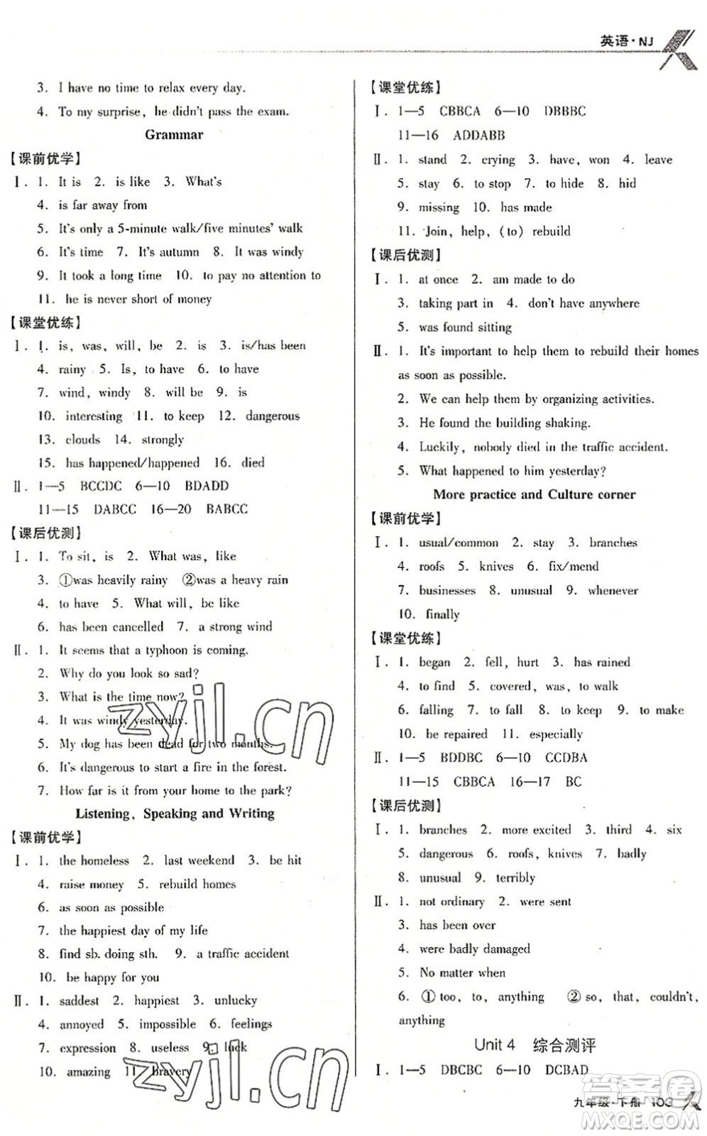 遼海出版社2022全優(yōu)點(diǎn)練課計劃九年級英語下冊NJ牛津版答案