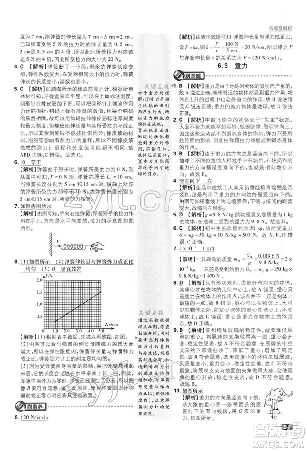 開明出版社2022初中必刷題八年級(jí)物理下冊(cè)滬粵版參考答案