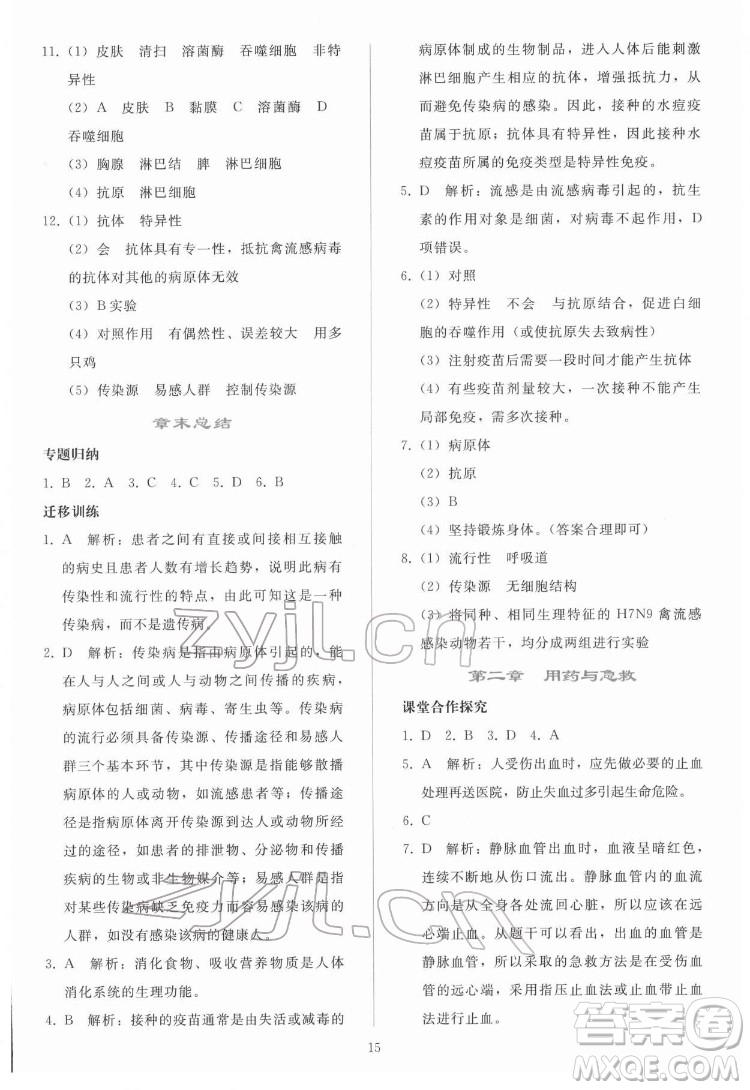 人民教育出版社2022同步輕松練習(xí)生物學(xué)八年級下冊人教版答案