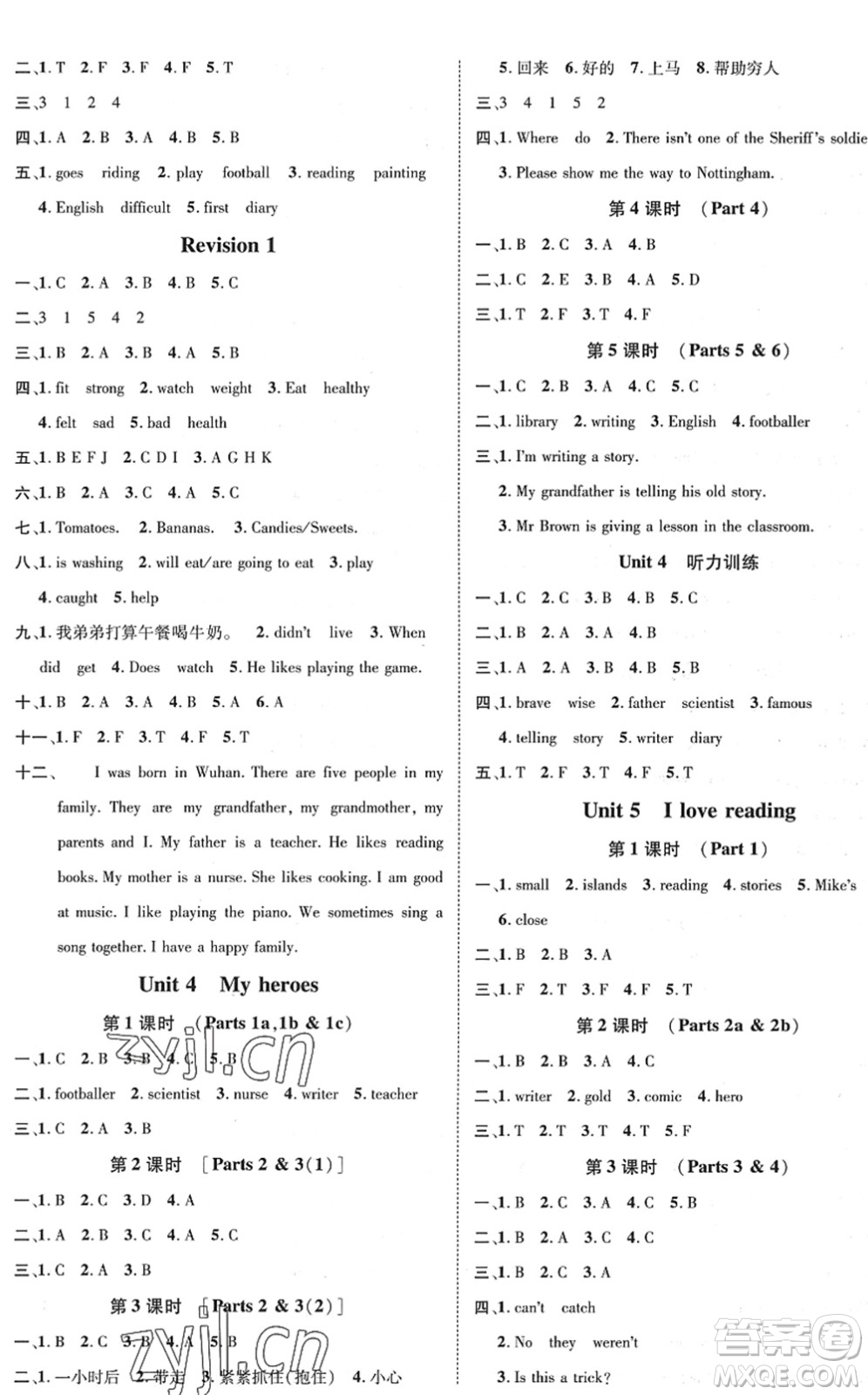 廣東經(jīng)濟(jì)出版社2022名師測(cè)控六年級(jí)英語(yǔ)下冊(cè)JQ劍橋版答案