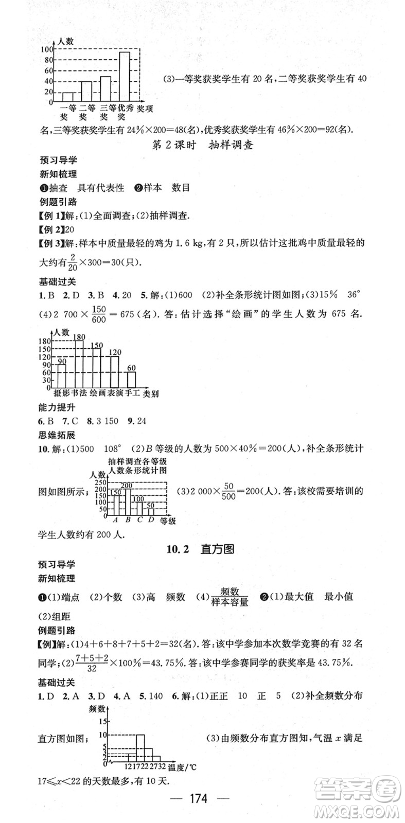 江西教育出版社2022名師測(cè)控七年級(jí)數(shù)學(xué)下冊(cè)RJ人教版江西專版答案