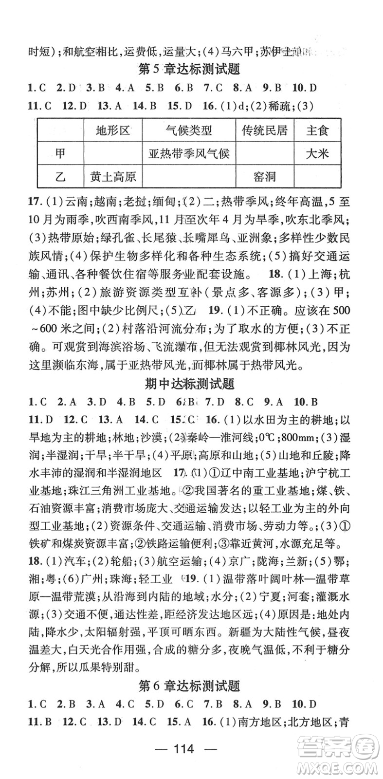 江西教育出版社2022名師測控七年級地理下冊ZT中圖版答案