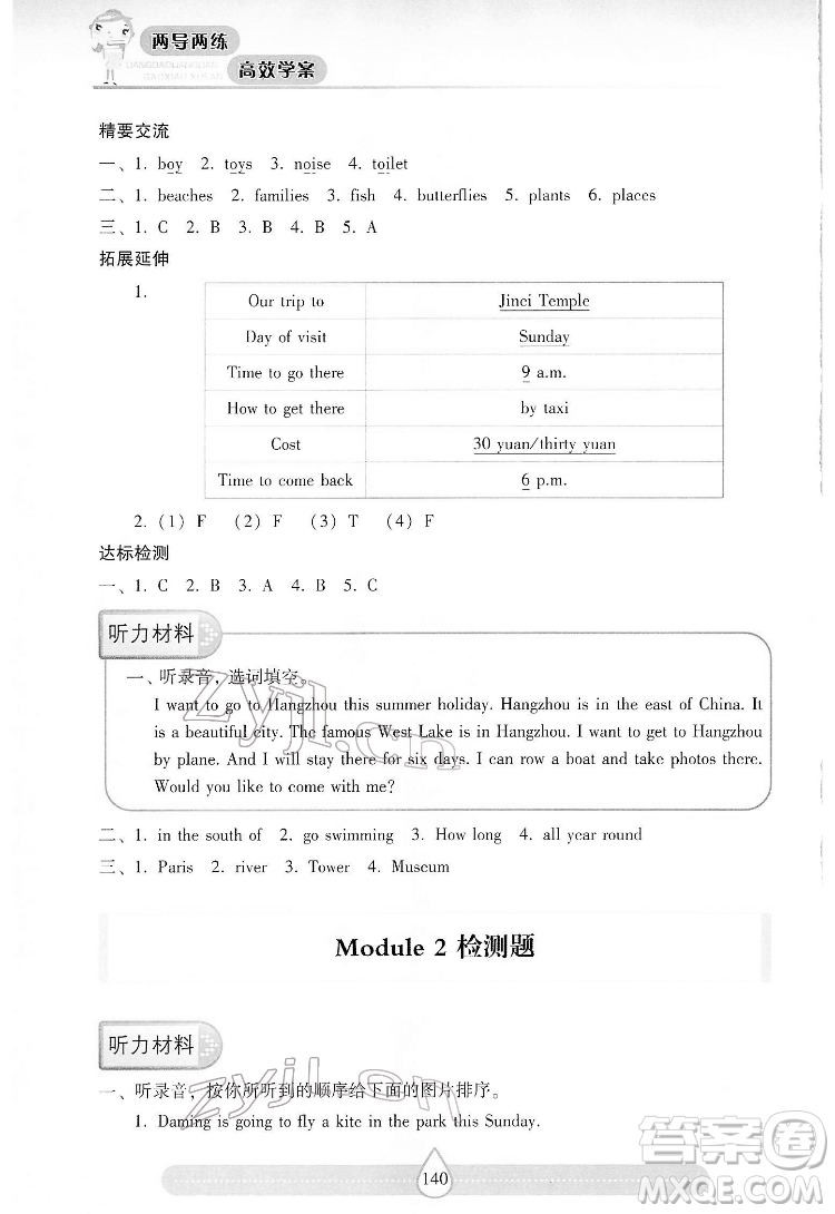 希望出版社2022新課標(biāo)兩導(dǎo)兩練高效學(xué)案英語(yǔ)五年級(jí)下冊(cè)上海教育版答案