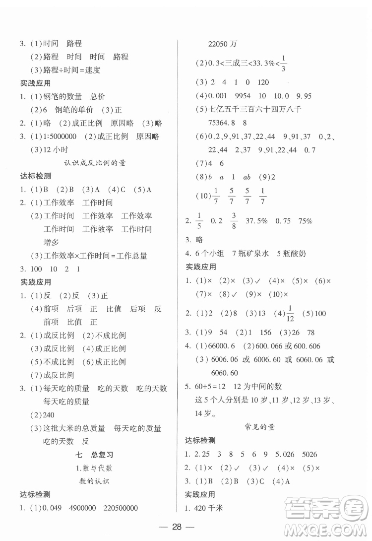 希望出版社2022新課標(biāo)兩導(dǎo)兩練高效學(xué)案數(shù)學(xué)六年級(jí)下冊(cè)蘇教版答案