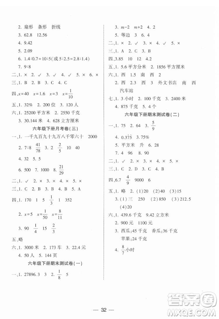 希望出版社2022新課標(biāo)兩導(dǎo)兩練高效學(xué)案數(shù)學(xué)六年級(jí)下冊(cè)蘇教版答案