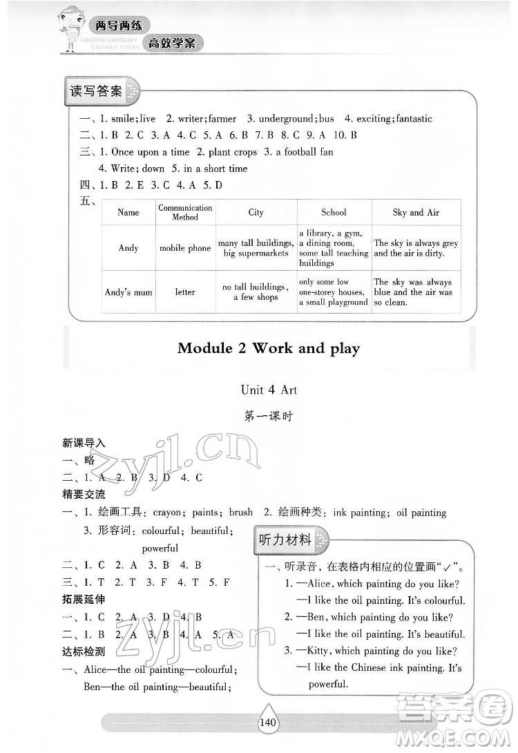 希望出版社2022新課標兩導兩練高效學案英語六年級下冊上海教育版答案