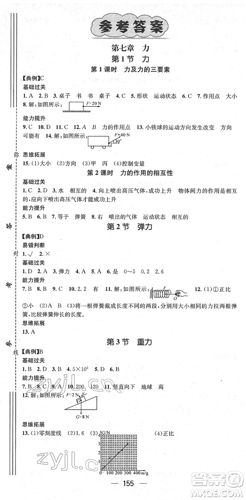 江西教育出版社2022名師測控八年級(jí)物理下冊RJ人教版答案