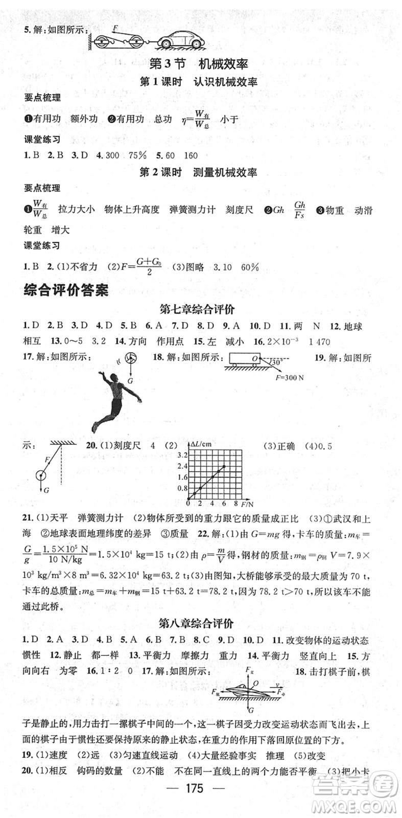 江西教育出版社2022名師測控八年級(jí)物理下冊RJ人教版答案