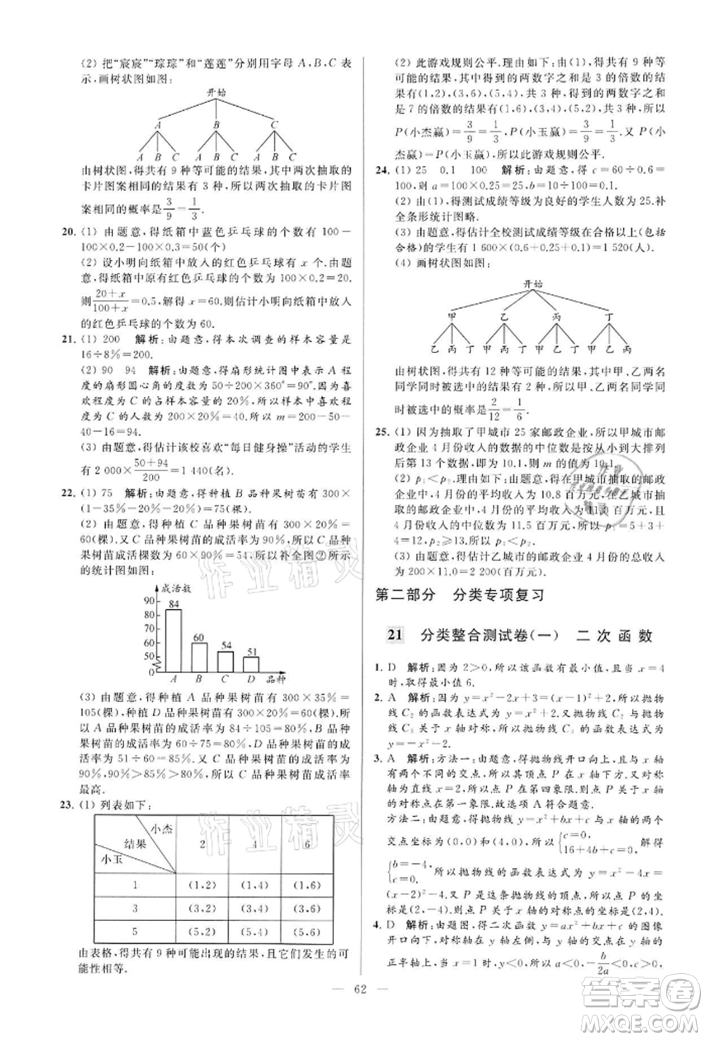 云南美術(shù)出版社2022亮點(diǎn)給力大試卷九年級(jí)下冊(cè)數(shù)學(xué)蘇科版參考答案