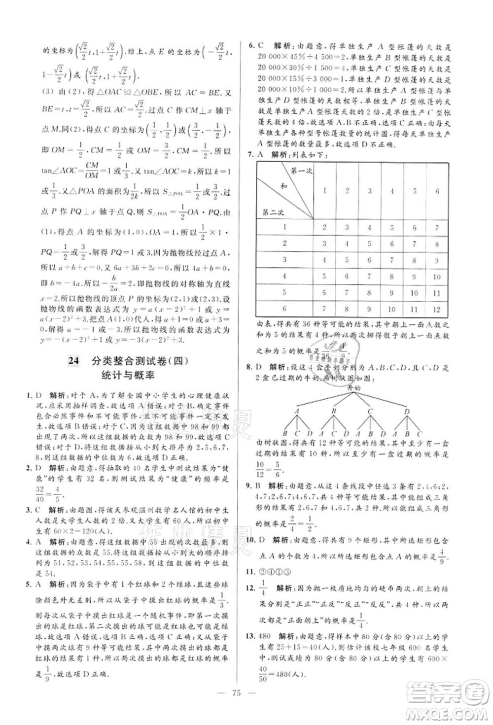 云南美術(shù)出版社2022亮點(diǎn)給力大試卷九年級(jí)下冊(cè)數(shù)學(xué)蘇科版參考答案