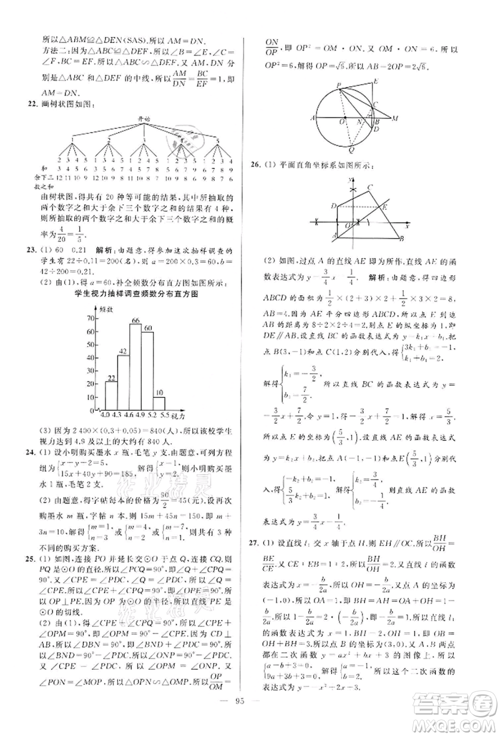 云南美術(shù)出版社2022亮點(diǎn)給力大試卷九年級(jí)下冊(cè)數(shù)學(xué)蘇科版參考答案