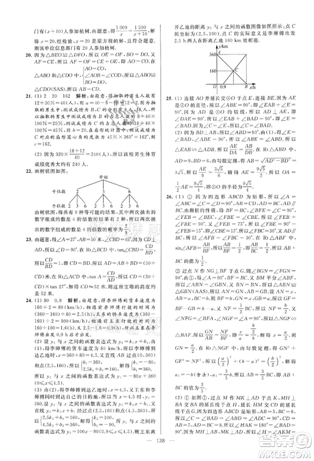 云南美術(shù)出版社2022亮點(diǎn)給力大試卷九年級(jí)下冊(cè)數(shù)學(xué)蘇科版參考答案