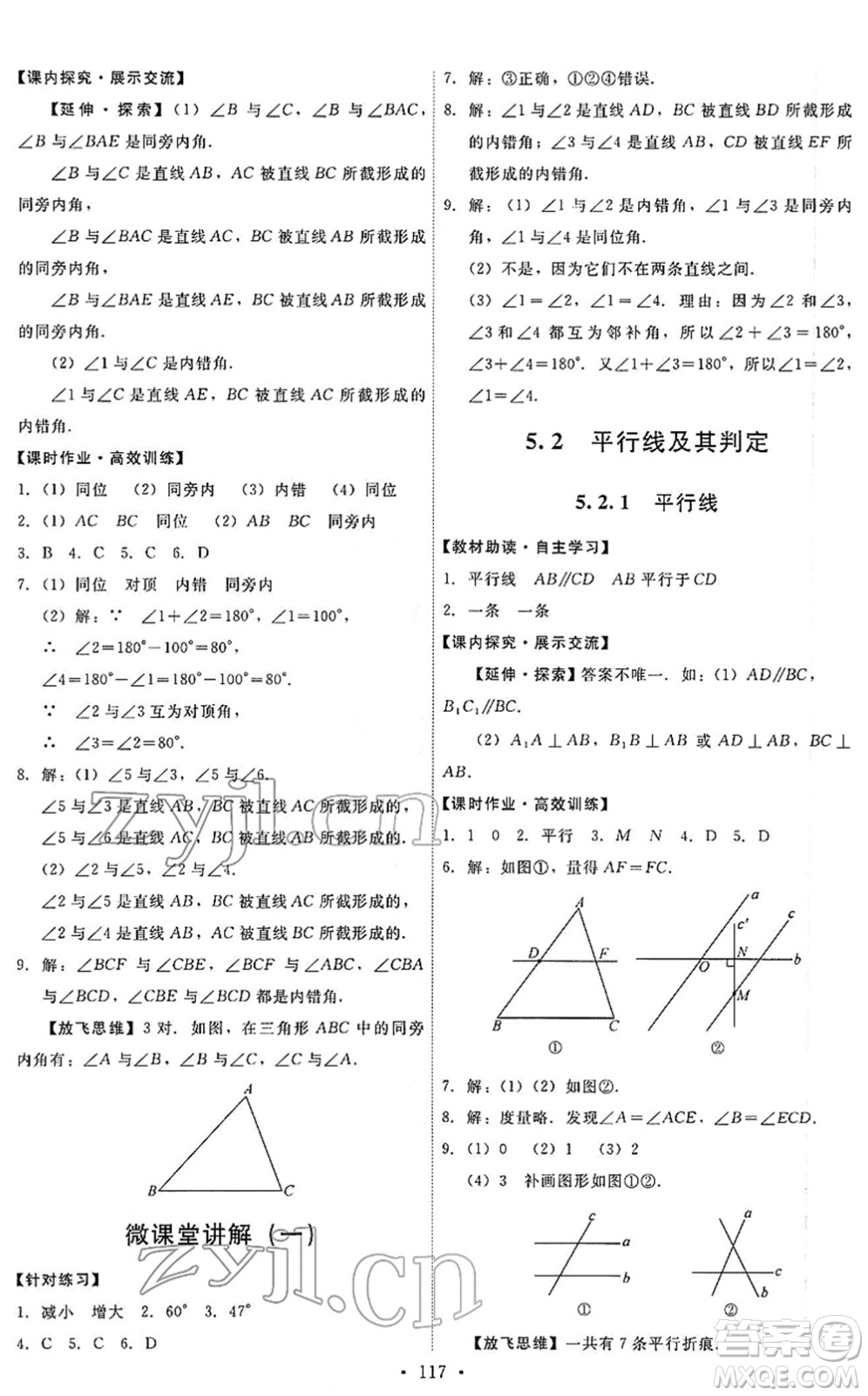 人民教育出版社2022能力培養(yǎng)與測試七年級數(shù)學(xué)下冊人教版答案